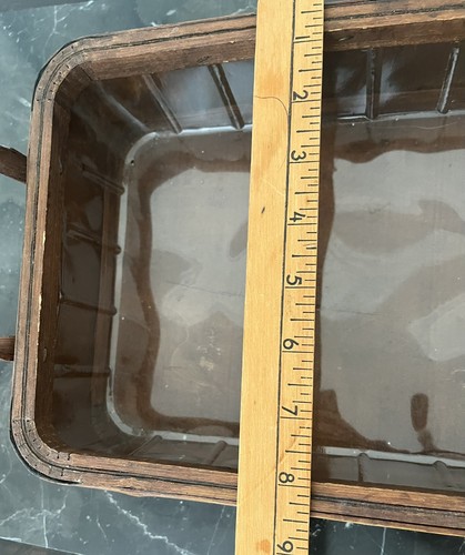 VTG Wood Rectangle Basket Trays W/Handle Hand Painted Green - Picture 11 of 15
