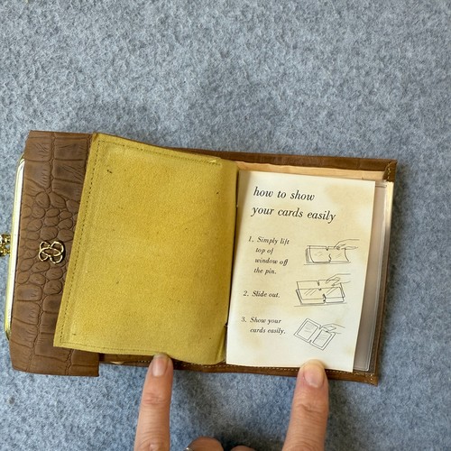 Lady Buxton Brown Alligator Cowhide Leather Coin Purse Card Holder Kiss Clasp - Bild 5 von 15