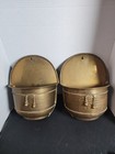 PAIR Solid Brass Wall Pocket Planter Hanger W/ Tassels Rope Hammered Brass India