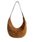 Madewell The Essential Curve Shoulder Bag, Studded Suede - Dried Acorn