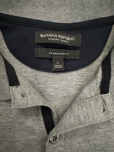 Banana Republic Men's L Luxury Touch Polo Shirt Gray Standard Fit Cotton - Picture 3 of 4