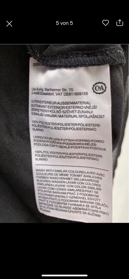 Chiffon Kleid Abendkleid Weihnachten Hochzeit C&A Schwarz XL Neu + Etikett - Bild 4 von 4