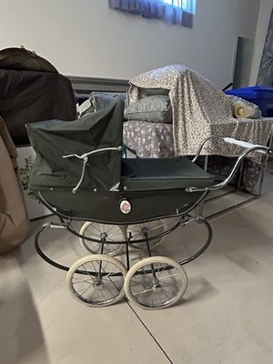 Silver Cross Dark Green Vintage Collectible Doll Baby Pram Carriage Classic
