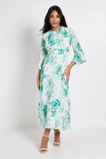Wallis Green Fit & Flare Dress Womens Occasion Dresses