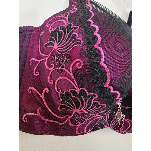 Bolidan BH Gr. 40/90 lila schwarz Blumenstickerei Bügel verstellbar sexy - Bild 17 von 18
