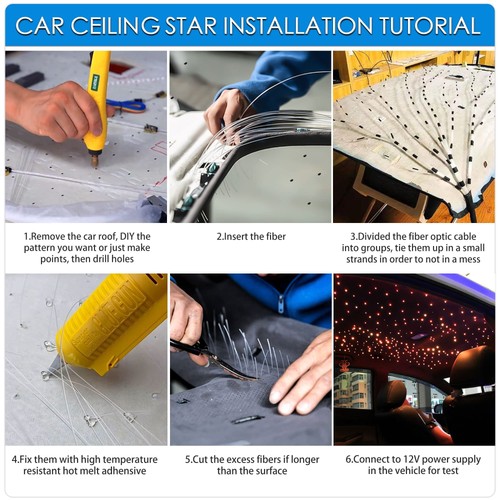 Twinkle Starlight Headliner Kit Mixed 295pcs 9.8ft, 10W Fiber Optic Star Ligh... - Picture 6 of 6