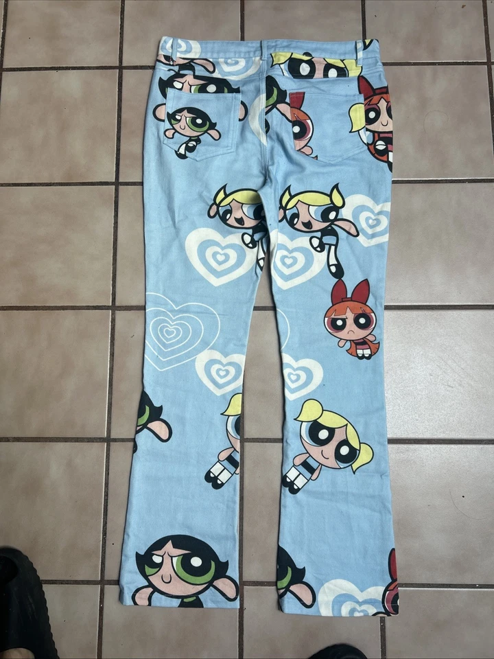 Pantalones de mezclilla Power Puff para niñas Rowme, Cartoon Network, talla grande Foto 3 de 4