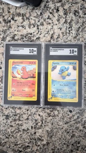Pokémon TCG Charmander  97/165 Squirtle 131/165 Expedition - SGC 10 GEM MINT