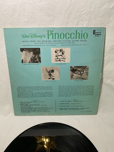 Vtg 1959 Walt Disney's Pinocchio Vinyl Record Original Soundtrack DQ-1202 - Picture 2 of 5
