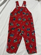 OshKosh B  gosh Vintage Vestbak Corduroy Red Overalls Bib Size 3T Trains USA Made