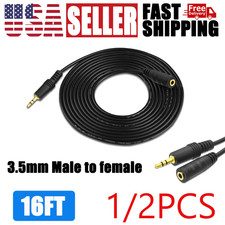 16ft 3.5mm AUX Extension Cable Male to Female Stereo Headphone Cord 1/8"
