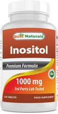Best Naturals Inositol 1000mg 120 Tablets - Also Called 120 Count Pack of 1 