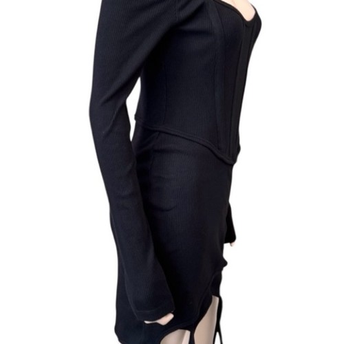 Nuevo Mini Vestido Corsé DION LEE en Algodón Negro - Talla 4 FIRE - Imagen 3 de 8
