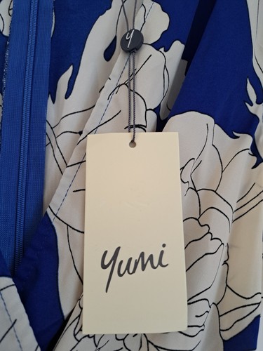 Yumi Wrap Front Dress UK12 Floral Long Hi Lo Blue Party Wedding Stunning BNWT - Picture 3 of 21