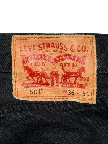 Levi’s 501 Original Jeans Black W36 L34 Measures 32” Leg Great Condition Casual - Picture 13 of 15