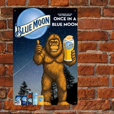 Big Foot Blue Moon Beer Advertising Metal Sign Bar Man Cave Garage Beer sign 12'