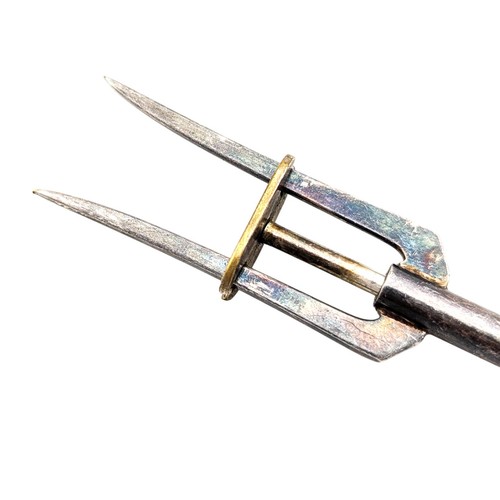 Vtg Silverplate Mechanical Pickle Olive Cocktail Fork Push Button Spear 2 Prong - Picture 3 of 5