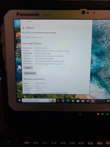 Panasonic Toughbook CF-20 m5-6Y57 256GB SSD 8GB Ram - 12190hrs Windows 10 Pro - Picture 5 of 20