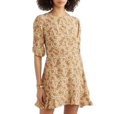 Faithful the Brand Anthropologie Jeanette Floral Puff Sleeve Mini Dress Size 4
