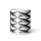 Elegant Geometric Diamond Pattern Ceramic Coffee Mug in Gray and Silver - 11oz