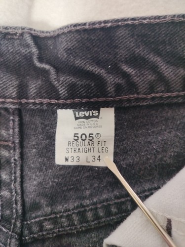 Levi's 505 Vintage Jeans 33x34 32x34 Black Straight Regular Made in USA Y2K - Picture 18 of 19