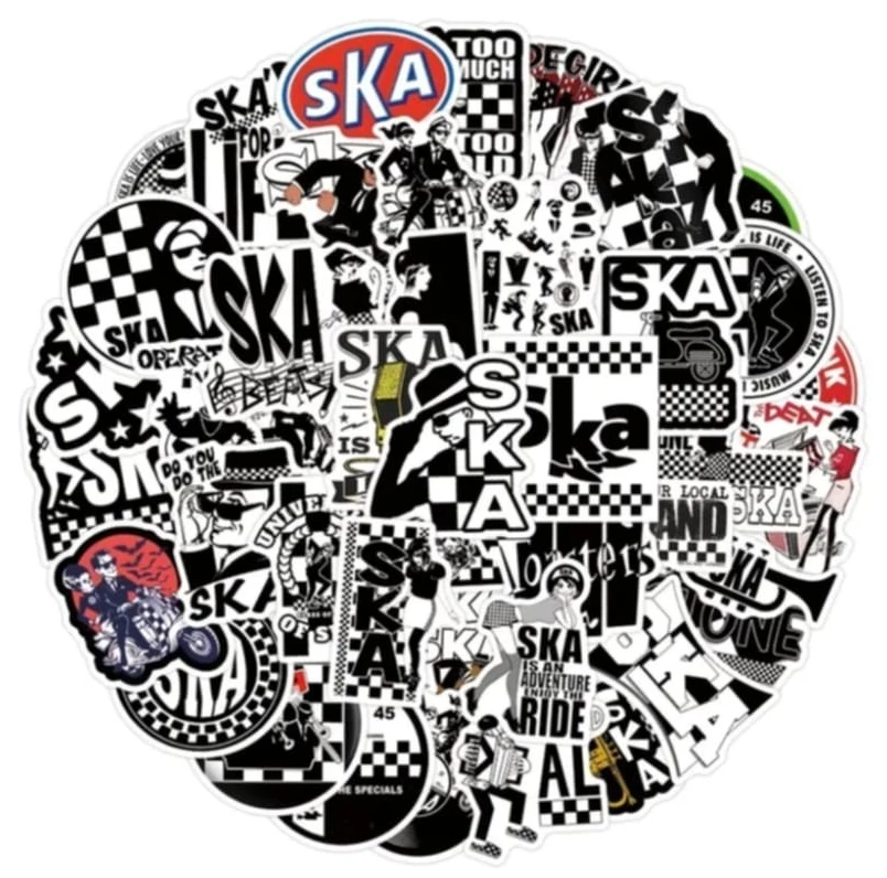 50x Pegatinas Ska | Calcomanías de música Mod Punk 2 tonos para monopatines y computadoras portátiles Foto 2 de 4