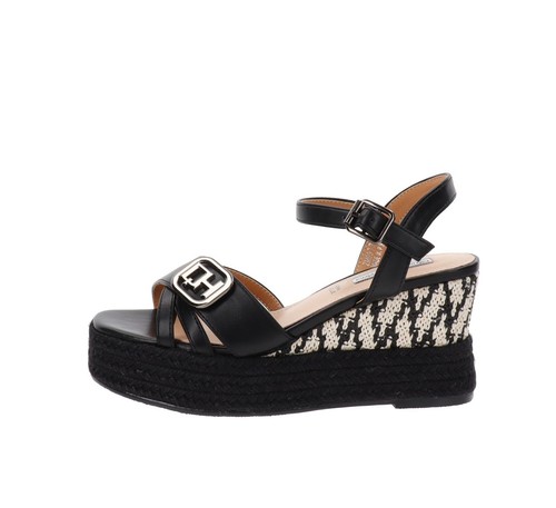 Queen Helena Scarpe ZM9938 Sandali Donna in Similpelle Nero Chiusura Fibbia - Imagen 7 de 24