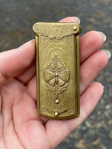Antike viktorianische Jugendstil Vierfach Gold Schatulle Mottenblatt Nähnadel Etui - Bild 12 von 12