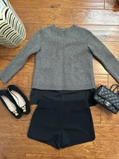 Club Monaco Women's Sweater split back Gray Retail $169 XS 38% Wool