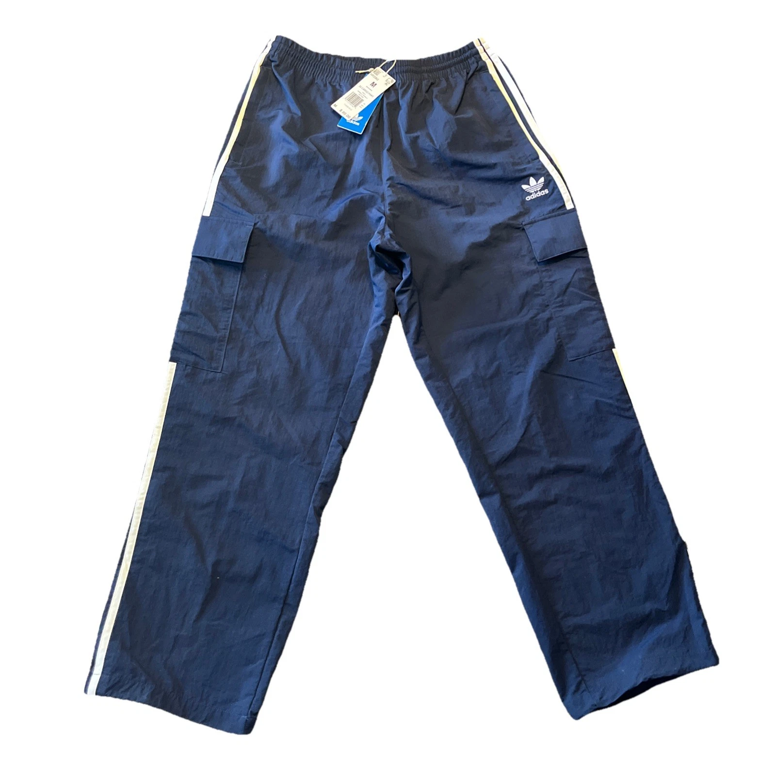 NEW adidas 3S Cargo Pants Navy Blue White 4 pocket Mens Medium