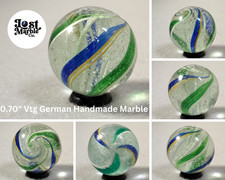 0.70" Vintage German Handmade Marble, Swirl Latticino Core NM