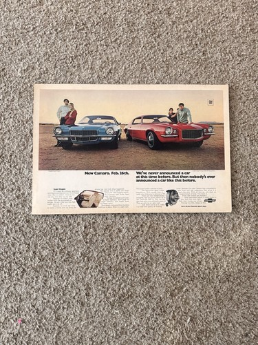 1970 Chevrolet Camaro ad proof mounted an used at the agency in Detroit Mi. 