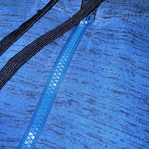 Blauer Hoodie mit durchgehendem Reißverschluss für Herren Gr. M - leichtes Strickpullover meliert - Bild 4 von 5