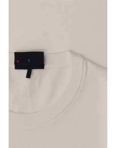 ARMANI JEANS Mens Crew Neck Jumper Sweater Large White Cotton CC14 - Picture 4 of 5