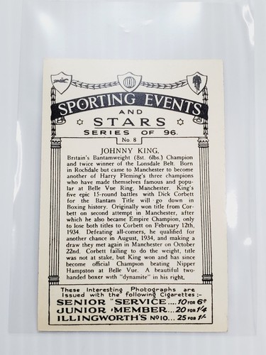 Johnny King 1935 J.A. Pattreiouex Sporting Events & Stars #8 Boxing card - Picture 10 of 10