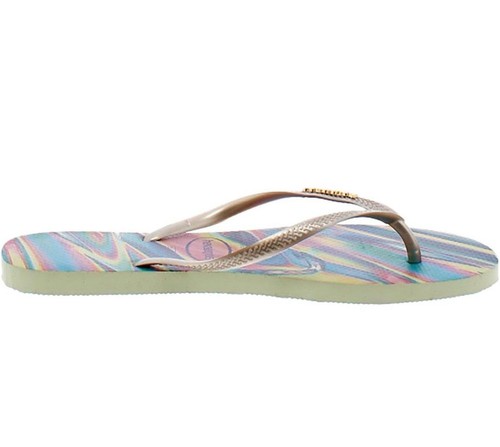 Havaianas Slim Iridescent Flip Flop Sandal Metallic Sand Grey Size 9/10 NEW - Picture 5 of 6