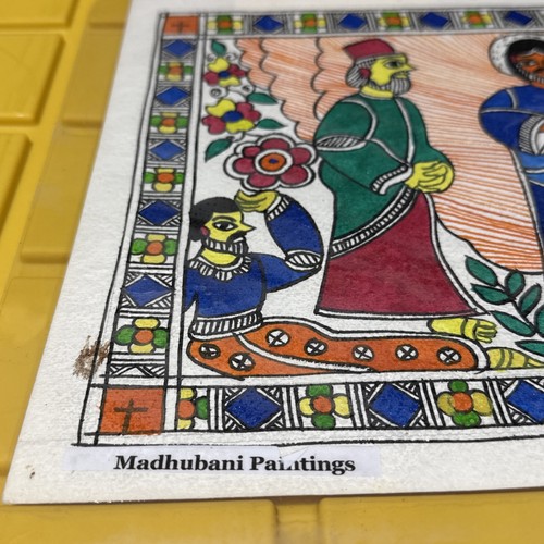 RARE Vintage Madhubani Folk Art Painting Pray For Born Rajesh Madhubani Arts - Picture 2 of 6