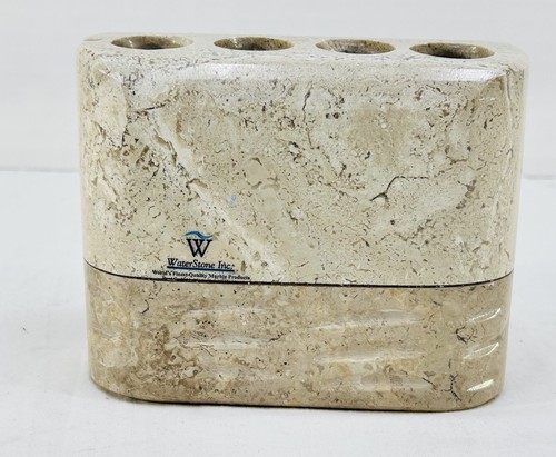 Waterstone Inc Quality Marble Travertine 4 Slot Toothbush Holder - Picture 2 of 6