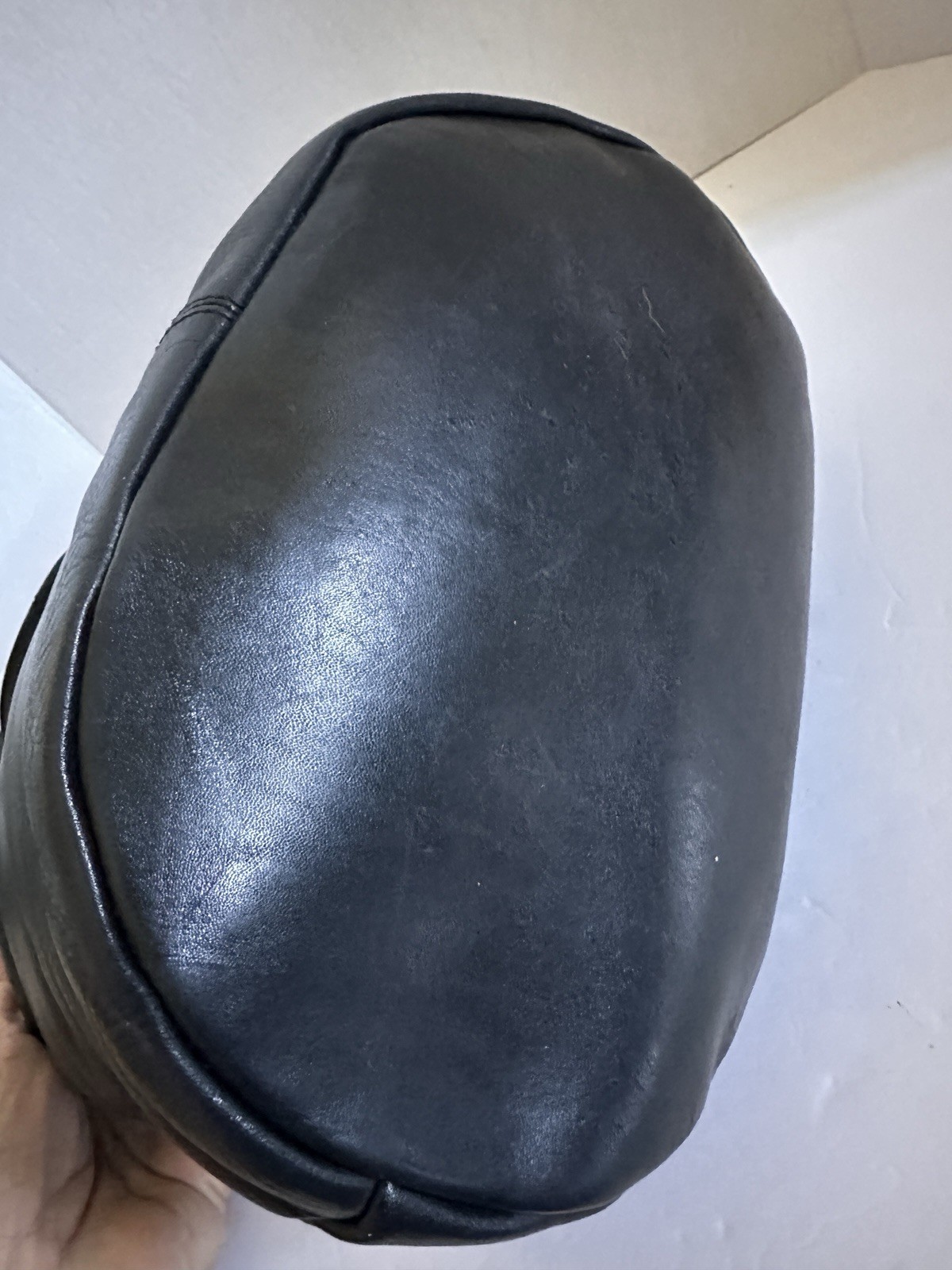 RARE Vintage Black Soft Leather Duffle Bucket Hobo Shoulder Bag Purse EUC