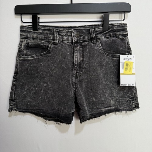 New NWT Hudson Kids Girls Denim Cutoff Shorts, Black Acid, Size 14 - Picture 4 of 5