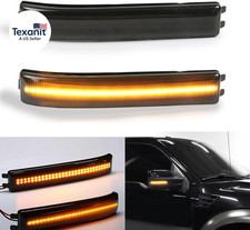 2X Smoked Lens Sequential Amber Full LED Side Mirror Marker Lights Compatible wi