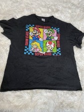 Super Mario Luigi Princess Peach Toad Cotton Short Sleeve T-shirt Black Large