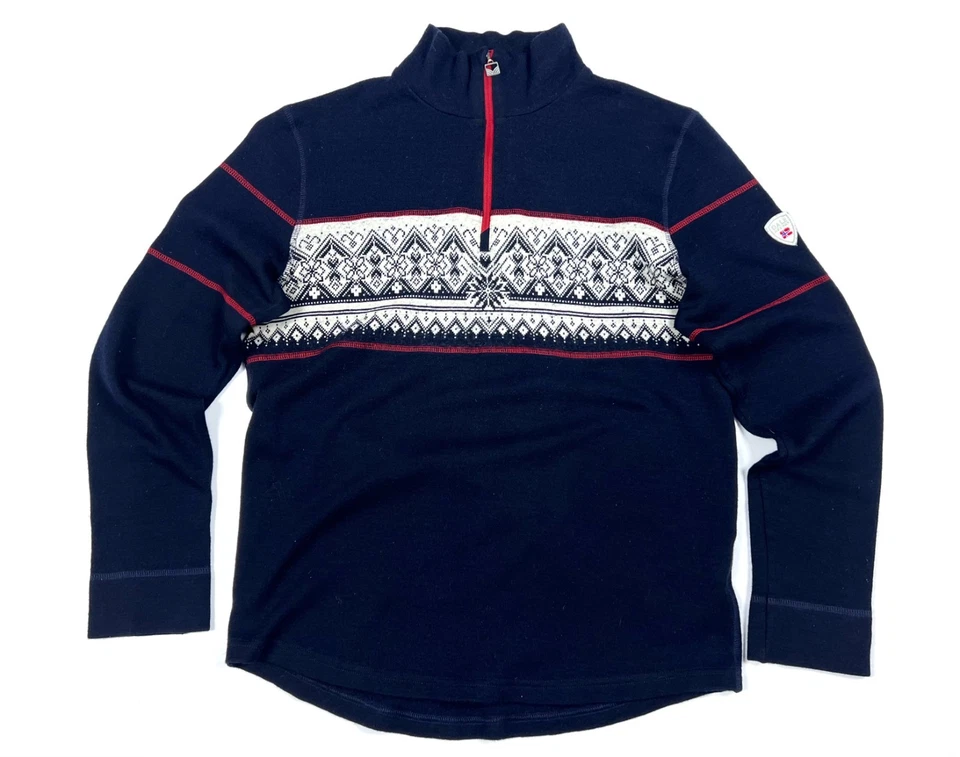 Auth Men's DALE OF NORWAY 1/4 Zip Blue Wool Lightweight Sweaters Casual Size M/L - Image 3 of 4