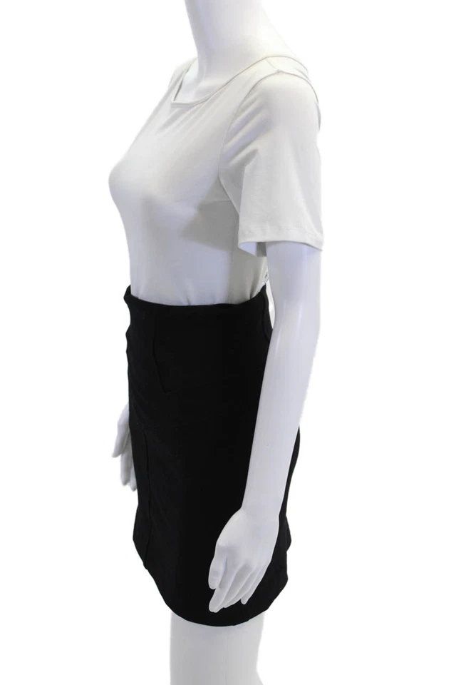 Diane Von Furstenberg Womens Wool A-Line Zippered Mini Skirt Black Size 0 - Изображение 2 из 4