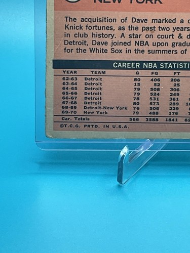 1970-71 Topps Basketball - Dave DeBusschere #135 - Bild 9 von 10