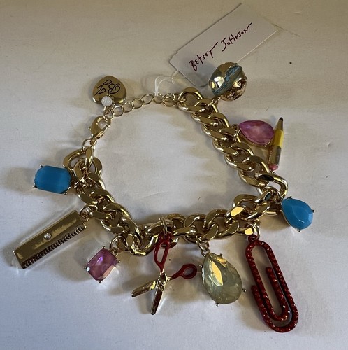 New Betsey Johnson Back To School Supplies Charms Bracelet - Picture 21 of 21