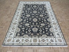 6'9 x 9'9 Hand Knotted Charcoal Black Oushak Oriental Rug Ushak G9441
