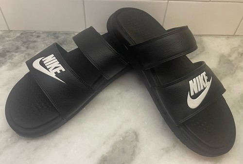 Nike Offcourt Duo Damen-Sandalen doppelter Lederriemen Größe 9 schwarz - Bild 1 von 6