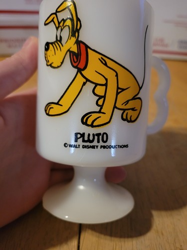Vintage Walt Disney Productions Pluto weiß Milchglas Standbecher (siehe Beschreibung!) - Bild 3 von 22
