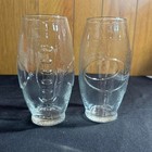 Set of 2 unique, football shaped glass drinking glasses with texture